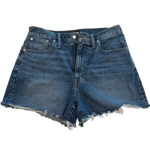 Madewell Women's Mom Jean Cut Off Denim‎ Shorts Size 31 Medium Wash Frayed Hem